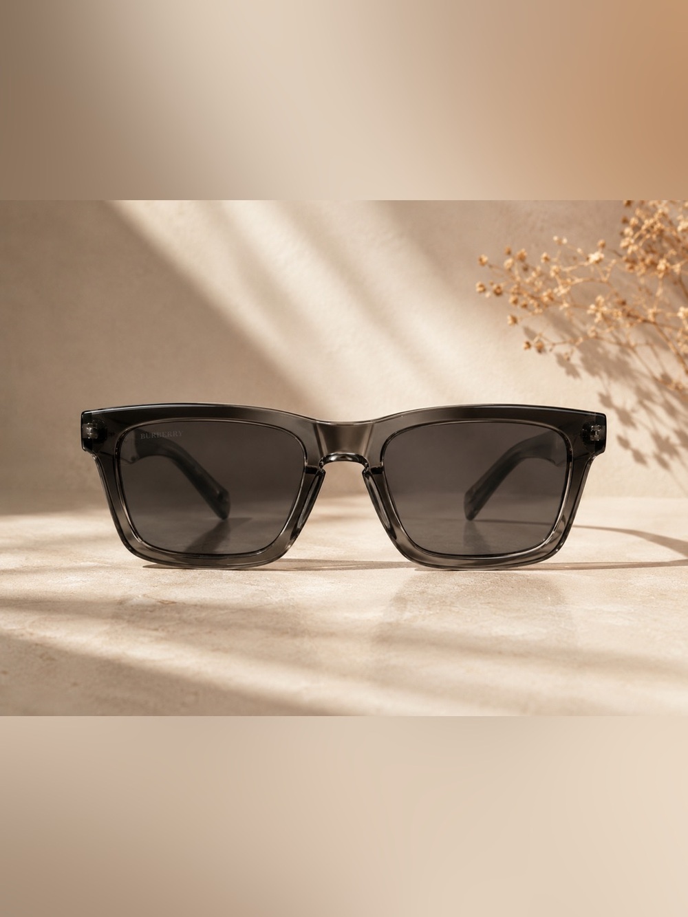 Burberry Black Rectangle Unisex Designer Sunglasses 57 Italy - Picture 1 of 17